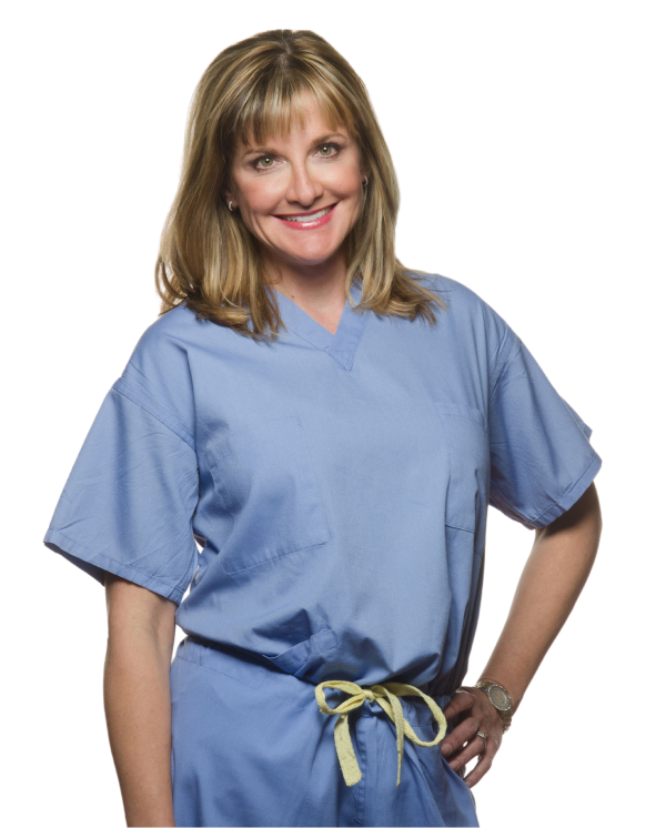 Dr. Folk in blue scrubs